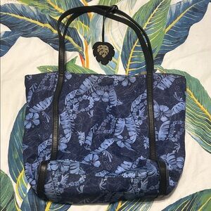 Tommy Bahama blue hibiscus shoulder tote